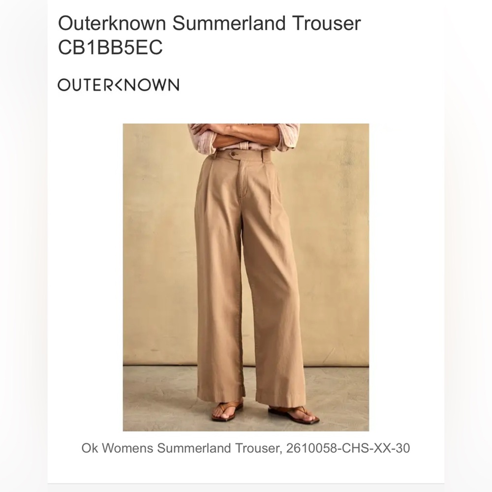 Outerknown Summerland Trouser 27 NWT